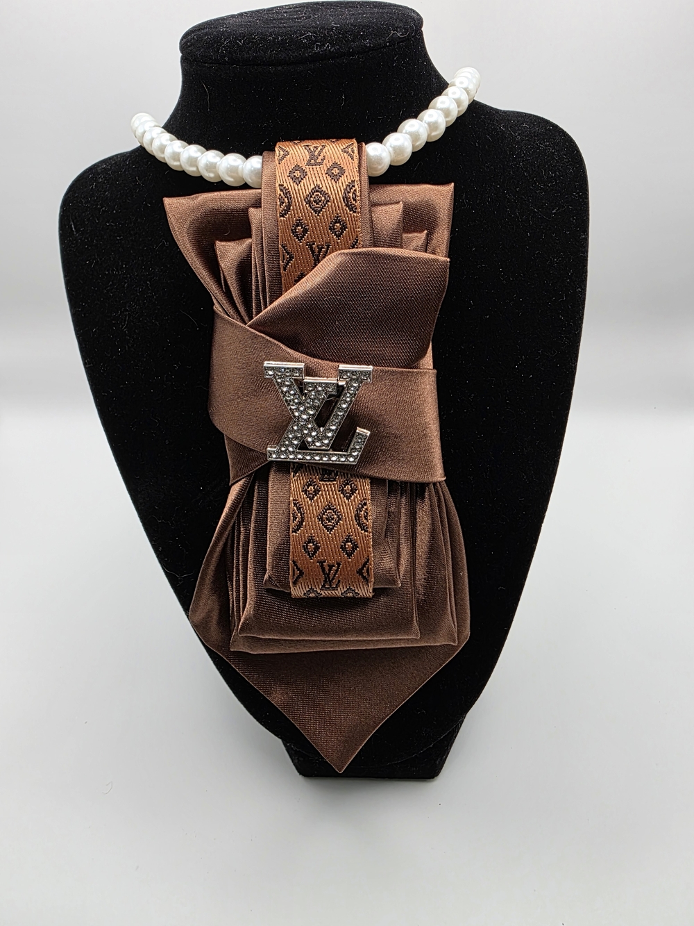 Tie Necklace | Brown Satin